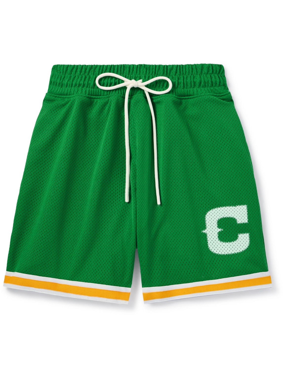 Cherry Los Angeles - Wide-Leg Logo-Print Webbing-Trimmed Mesh Drawstring Shorts - Men - Green - M von Cherry Los Angeles