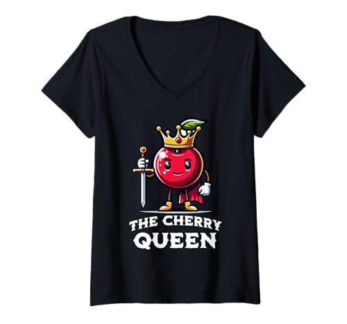 Damen Cherry Queen Lustiges Zitat Kirschen Obst Liebhaber T-Shirt mit V-Ausschnitt Damen Cherry Queen Lustiges Zitat Kirschen Obst Liebhaber T-Shirt mit V-Ausschnitt von Cherry Queen Funny Saying