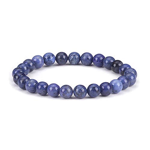 Cherry Tree Collection | Klein, Mittel, Große Größen | Edelsteinperlen Stretch-Armband | 8 mm runde Perlen, Medium, Stein, Dumortierit von Cherry Tree Collection