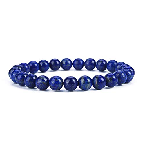 Cherry Tree Collection Kleine, mittel, große Größen, Stretch-Armband mit Edelsteinperlen, 8 mm runde Perlen, Medium, Stein, Lapis Lazuli von Cherry Tree Collection