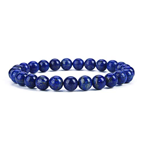 Cherry Tree Collection Stretch-Armband mit runden Edelsteinperlen, 8 mm, 17,8 cm, S, Stein, Lapis Lazuli von Cherry Tree Collection