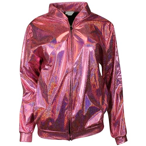 Cherry-on-Top Rosa Glitzerjacke für Damen, Festivalmantel oder 80er-Jahrejacke, Glitzer, Größe M von Cherry-on-Top
