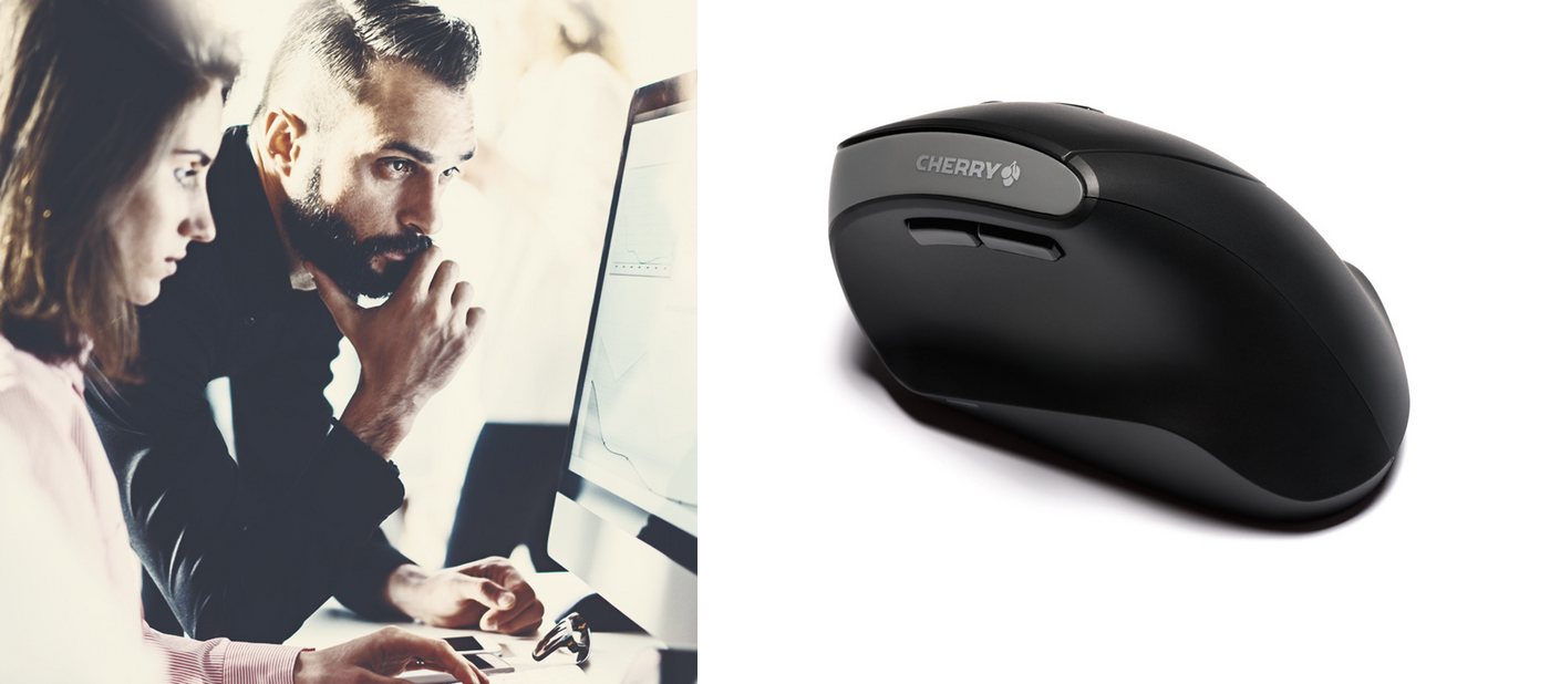 Cherry Etui MW 4500 ergonomsiche vertikale Maus kabellos schwa von Cherry