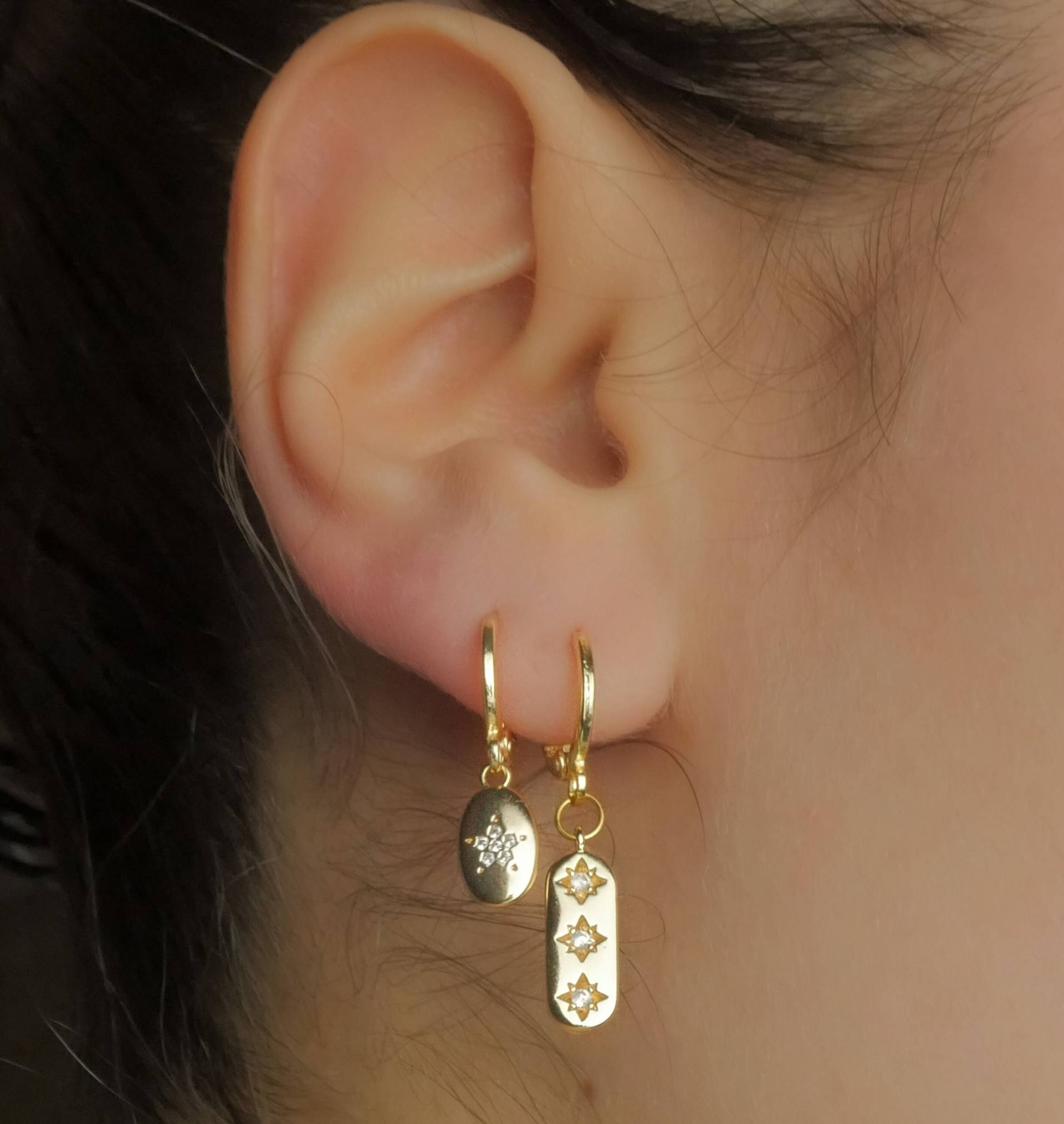 Ohrringe Mitm. Scheiben - Stars Hoop Charm Hoop- Gold Plated Vergoldet Ohrringe Mitm. Scheiben - Stars Hoop Charm Hoop- Gold Plated Vergoldet von CherryBlossomL
