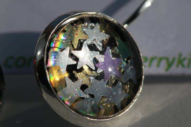 Cabochon Ohrhänger - Sterne Silber Gold von CherryKirsche