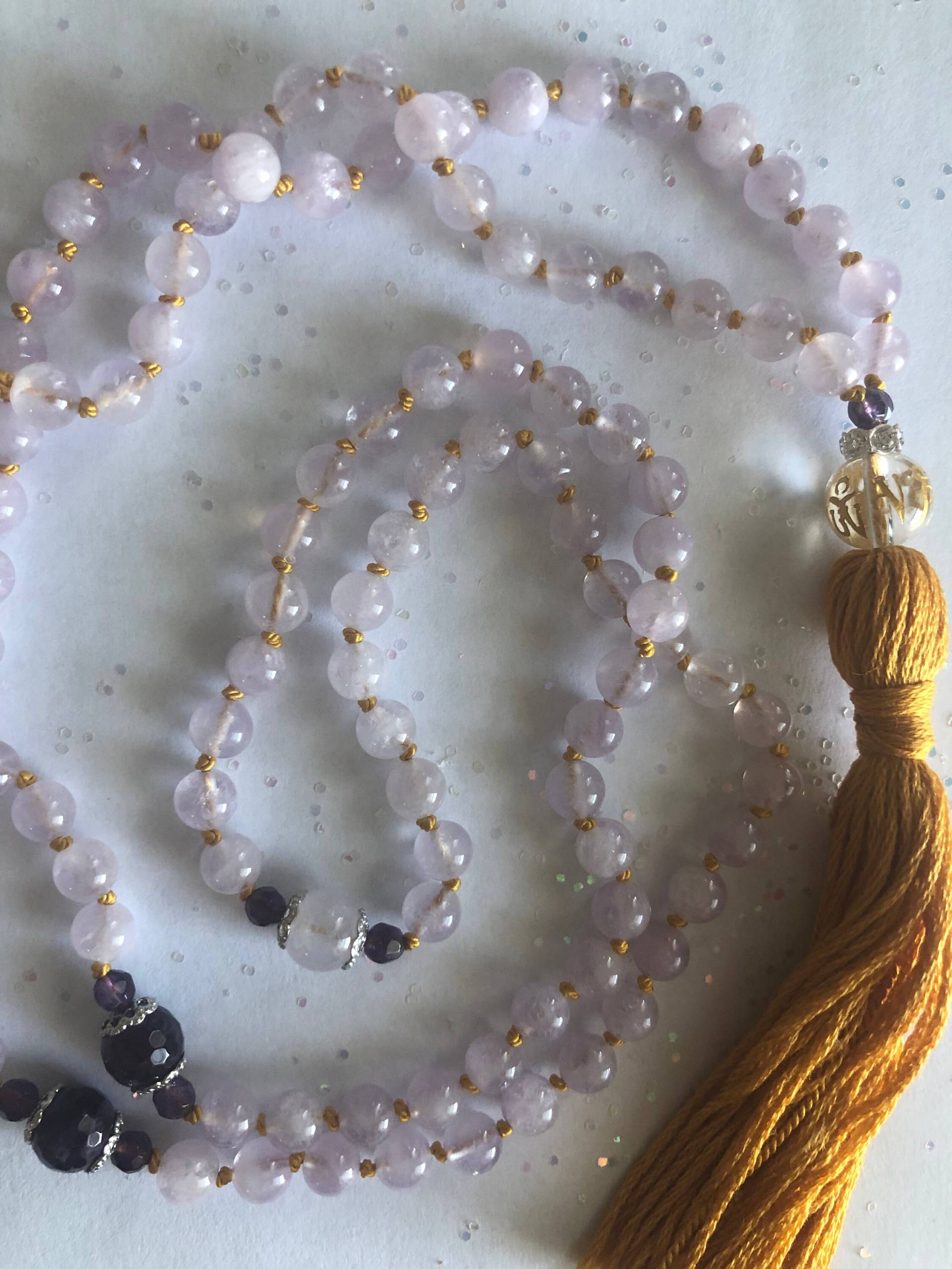 Amethyst Mala. Krone Chakra Drittes Auge Halskette. Mala Der Göttlichen Führung. Inspiriert Von Yoga 108 Kristall Amethyst Mala. Krone Chakra Drittes Auge Halskette. Mala Der Göttlichen Führung. Inspiriert Von Yoga 108 Kristall von CherryLotusJewelry
