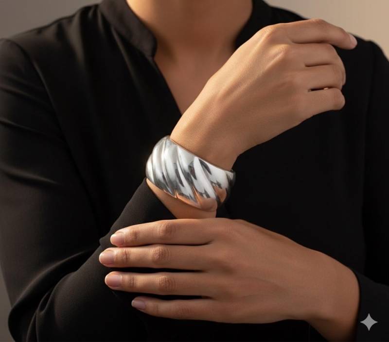 Modernist Sterling Silber Manschette, Vintage Los Ballesteros Taxco Mexico Breites, Grobes Manschette Armband von CherryOrchardAttic