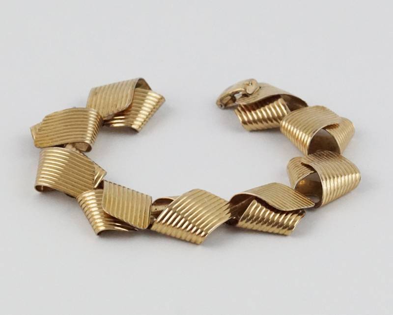 Napier Sterling Silber Armband, Art Deco Modernist Gliederarmband, Vintage von CherryOrchardAttic