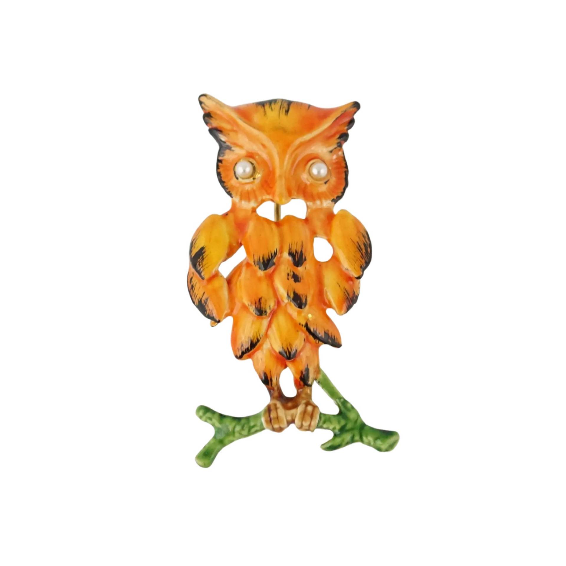 Vintage Original Von Robert Emaille Eule Pin Brosche, Eulen Schmuck, Orange Vogel Pin, Halloween Thanksgiving Herbst Geschenk Idee von CherryOrchardAttic