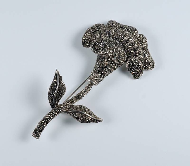 sterling Markasit Blumen Brosche, Vintage Große Silber 925 Und Nelke Blume Blumenbrosche, Anstecknadel, Geschenkidee von CherryOrchardAttic