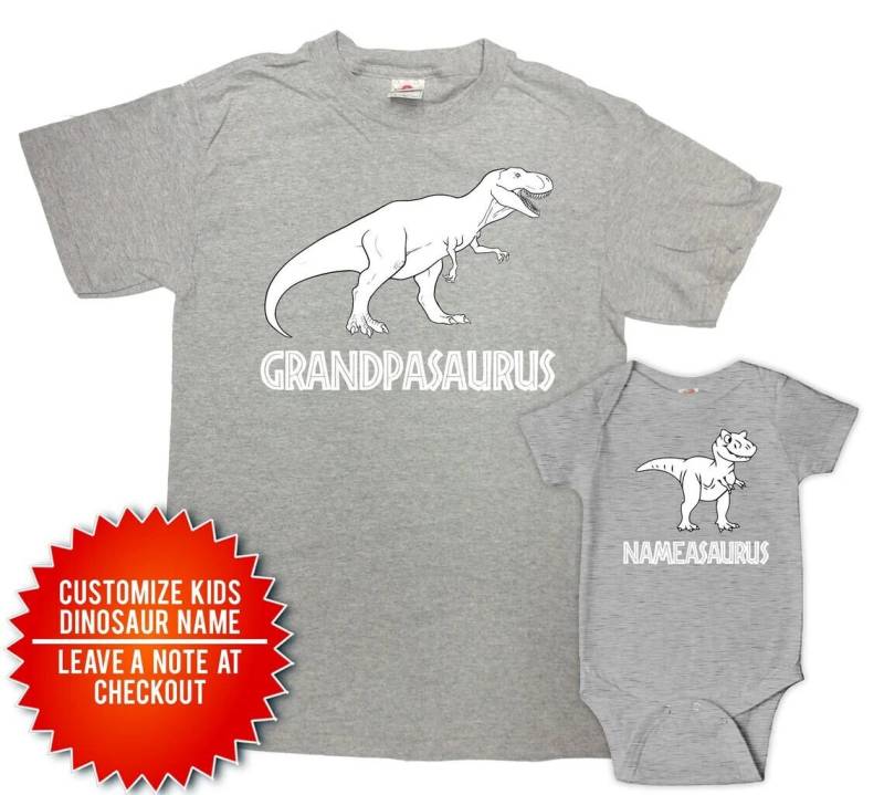 Benutzerdefinierte Name Opa Und Enkelin Shirts Für Neuen Großvater Grandpasaurus Babysaurus - Sa284-1267 von CherryTees