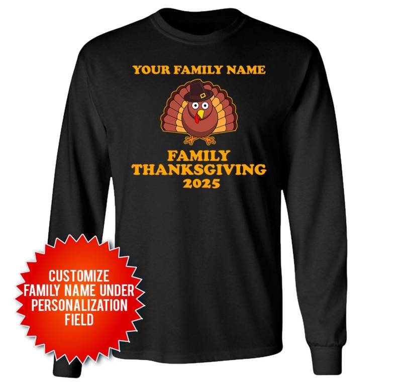 Benutzerdefinierte Thanksgiving Shirt Familie Personalisierte T-Shirt Türkei Tag Familientreffen Dankbares Langes Hülsen-T-stück -Sa1166 von CherryTees