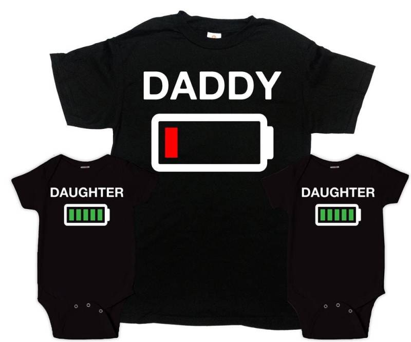Familie Mit 3 Passenden Hemden Vater Tochter Familienfoto Outfits Und Der Zwillinge Ich T-Shirts - Sa647-650 von CherryTees