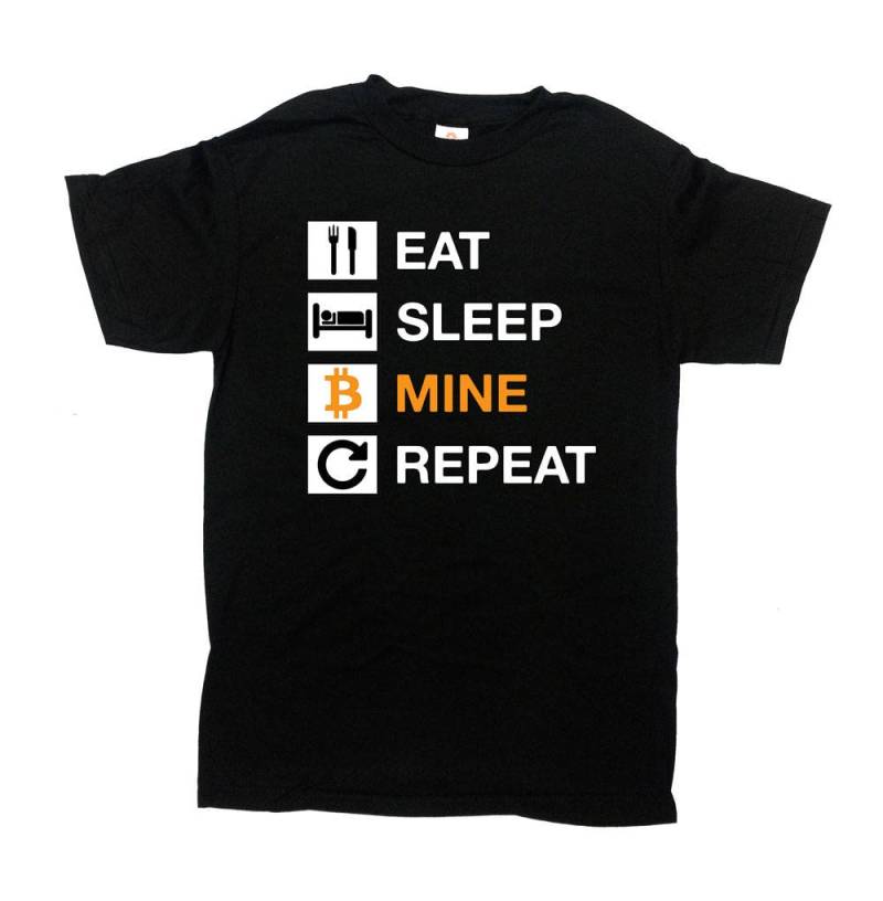 Krypto-Währung Geschenke Bitcoin Shirt Krypto-T-Shirt Blockkette T-Shirt Hodl Btc Miner Eat Sleep Mine Wiederholung Herren Damen - Sa1006 von CherryTees