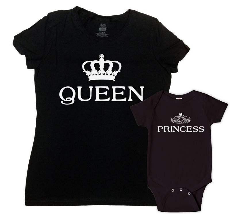 Mutter Tochter Shirts Mama Und Passendes Outfit Ich Kleidung Baby Geschenk Passende Set Königin Prinzessin -Sa629-630 von CherryTees
