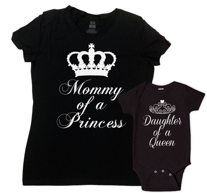 Mutter Tochter Shirts Passende Familien Outfit Familie T-Shirts Mama Und Ich Kleidung Einer Prinzessin Königin - Sa619-620 von CherryTees