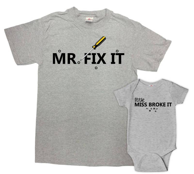 Papa Tochter Shirts Und Passende Vater Geschenke Ich Outfits Baby Girl Matching Set - Sa810-811 von CherryTees