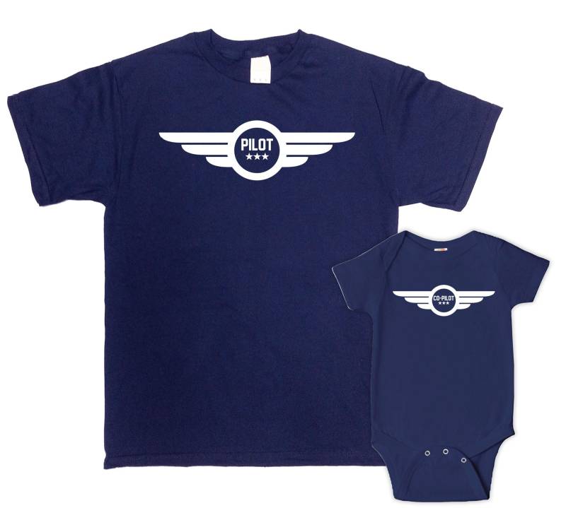 Papa Und Baby Shirt Vater-Sohn-Geschenk Vater-Tochter Shirts Geschenk Ich Outfit Pilot Co-Pilot - Sa326-618 von CherryTees