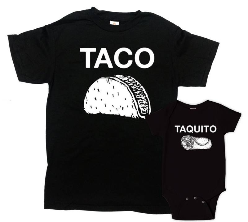 Papa Und Baby Shirts Vater Sohn Geschenke Erster Vatertag Ich Outfits Tochter T-Shirts Taco Taquito - Sa1251-1252 von CherryTees