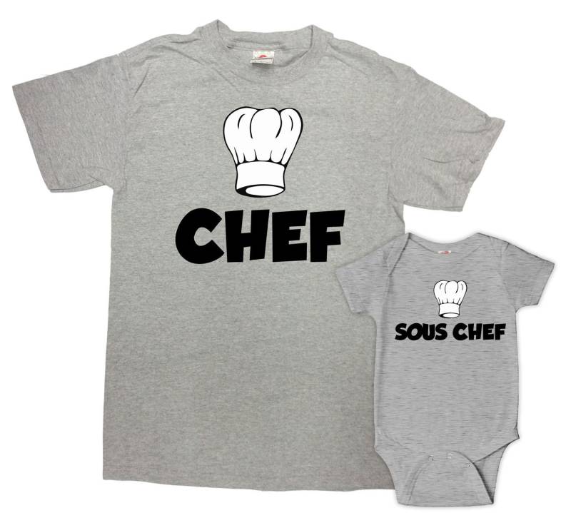 Passender Vater Und Baby Mama Ich Kleidung Neue Papa Geschenke Shirts Familie Outfits Passendes Set Chef Sous - Sa720-721 von CherryTees