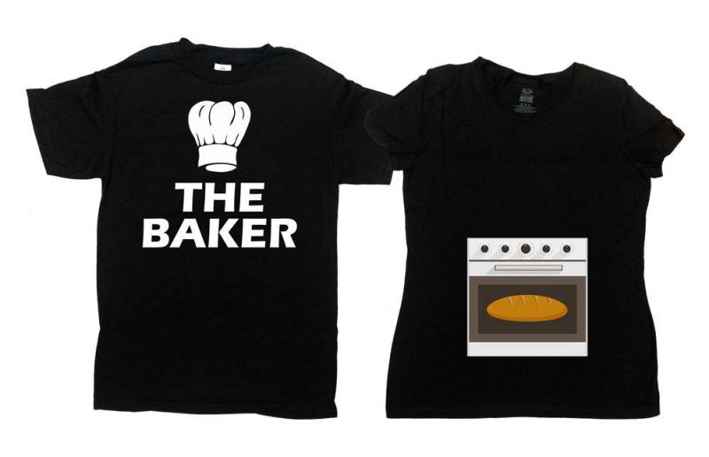 Passendes Paare Shirt Schwangerschaft Ankündigung Erwartet Papa Neues Baby-T-Shirt Werdende Mutter-Baby-Dusche Baker Bun in The Oven - Sa801-802 von CherryTees