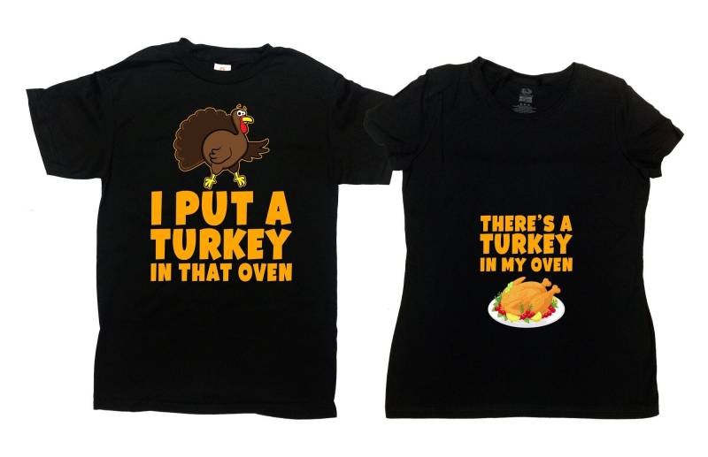 Thanksgiving Schwangerschaft Ankündigung Shirt Herbst Offenbaren Paare Shirts Passende T Kleidung Mutterschaft Geschenk-Sa506-507 von CherryTees
