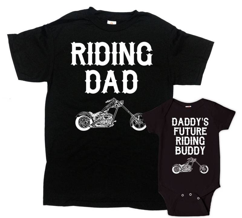 Vater-Sohn-Shirts Motorrad-Geschenke Für Neuen Vater Und Tochter Outfit Papa Ich Passende Hemden Papas Zukünftiger Reitfreund - Sa806-07 von CherryTees