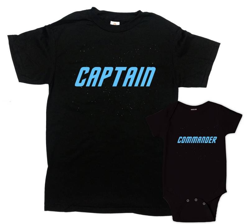 Vater Sohn Shirts Passende Familienoutfits Papa Und Tochter Geschenke Ich Kleidung Trekkie Kapitän Kommandant - Sa1082-1083 von CherryTees