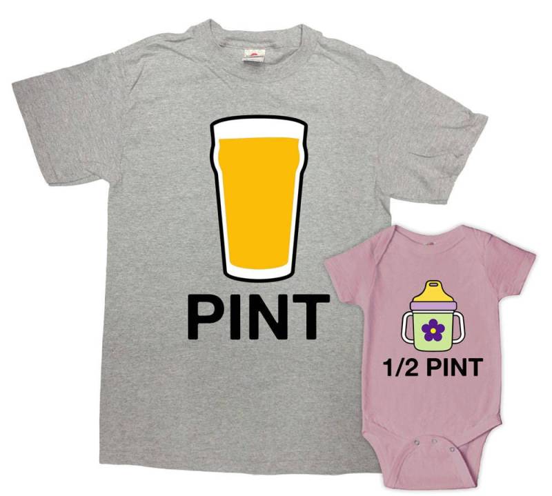 Vater Tochter Shirts Papa Und Geschenke Ich Outfits Baby Familie T Pint Half - Sa1021-1022 von CherryTees