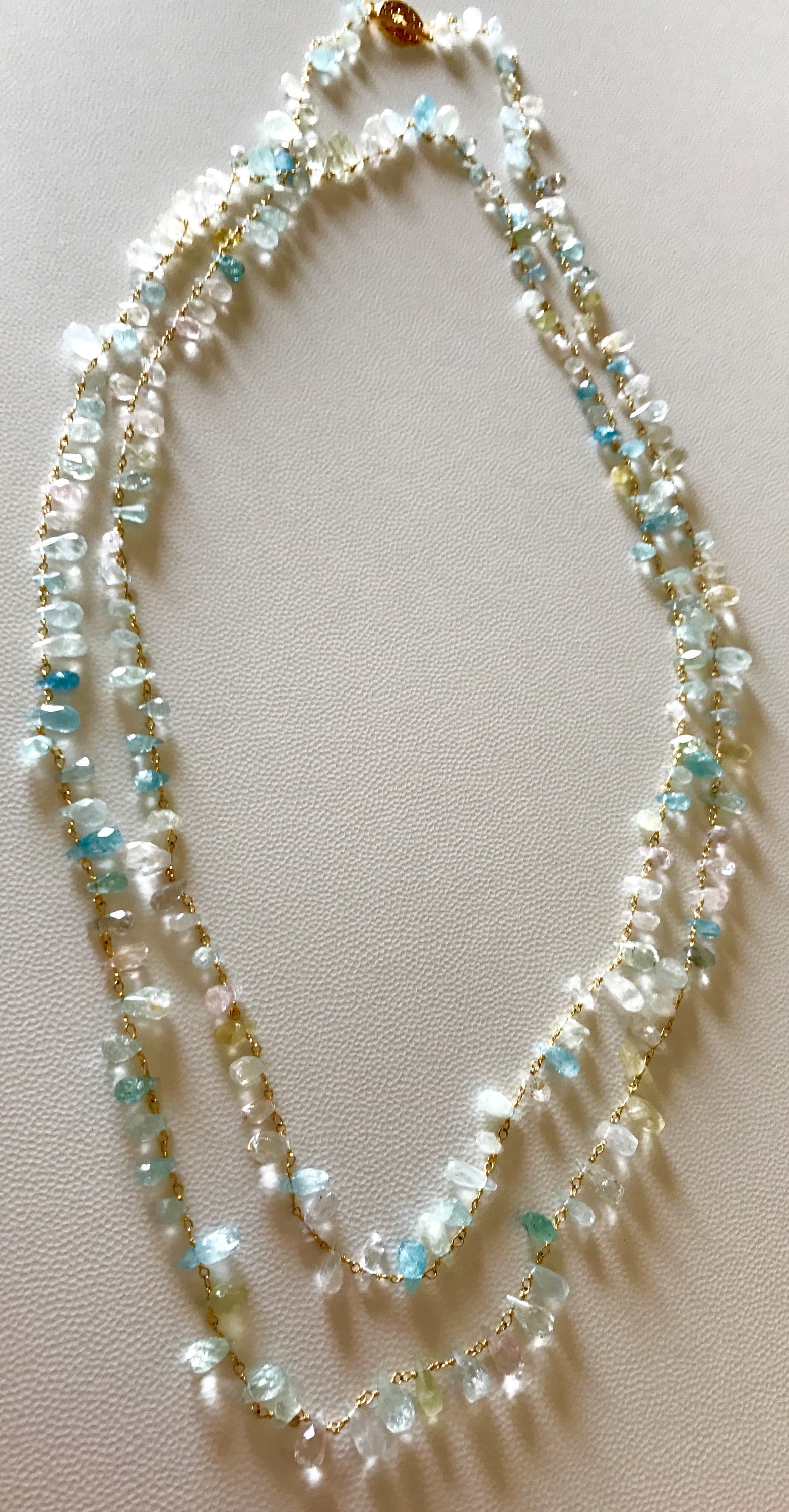 Aquamarin Facettierte Briolette-Seil-Kette von CherryTreeJewelry