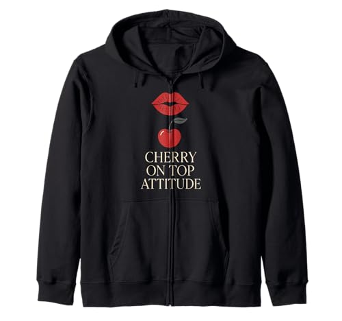 Cherry Girl Y2K Ästhetischer Kussdruck, süß Aber scharf, Rot Kapuzenjacke von Cherrycore Minimalist Fruit Hyperfeminine Bold