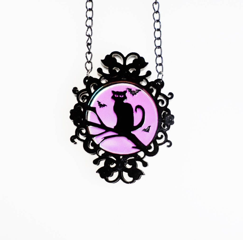 Mond Katze Kamee Halskette von CherrylocoJewellery