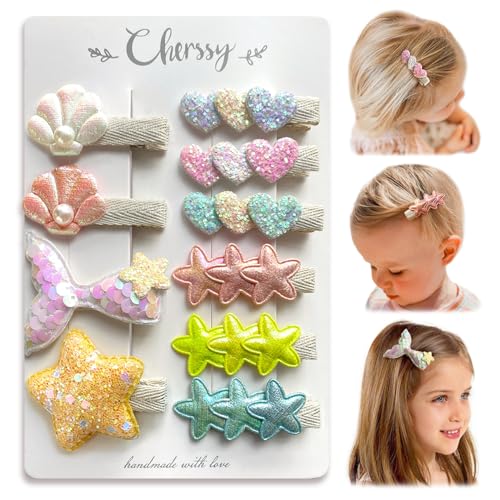 Glitzernde Meerjungfrauen-Haarspangen für Mädchen, rutschfeste, vollständig gefütterte Krokodilklemmen, Haar-Accessoires für Babys, Kleinkinder, Kinder, Teenager, 10 Stück Cherssy von Cherssy