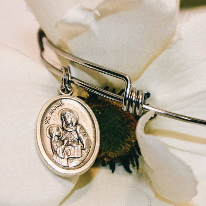 Saint Anne Armreif| Schutzpatronin Von Reitern| Schrankbauer| Bergmann| Großmütter| Konfirmation Geschenk| Draht Armreif Aus Edelstahl von CherubBella