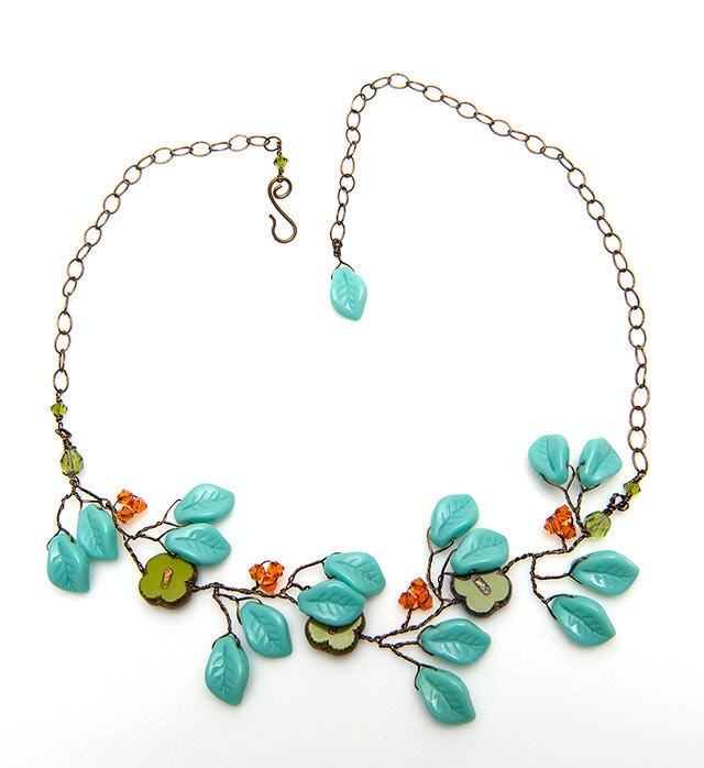 Blumenrebe-Halskette, Garten-Hochzeits-Schmuck, Etwas Blaues Für Braut Von Mama, Waldfee-Halskette, Südwestlicher Schmuck, Pflanzen-Mama-Geschenk von CherylParrottJewelry