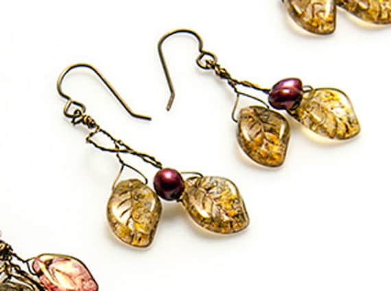 Boho Blatt Ohrringe, Verzauberte Fee Fairycore Ohrringe Für Frauen, Waldfee Schmuck, Pflanzen Mutter Geschenk von CherylParrottJewelry