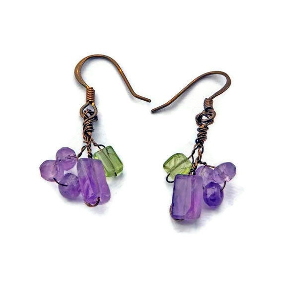 Boho Chic Ohrringe, Amethyst Baumeln Cottagecore Schmuck, Februar Birthstone Fee Schmuck von CherylParrottJewelry