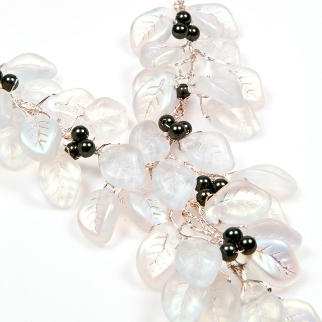 Boho Hochzeitsschmuck Für Braut, Perlen Blatt Halskette Frauen, Märchen Hochzeitsschmuck, Zauberwald Halskette, Elfen Schmuck von CherylParrottJewelry