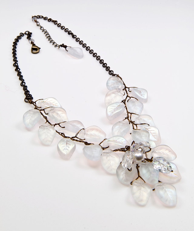 Perlen Blatt Halskette Für Frauen, Floral Statement Halskette, Hochzeit Schmuck Bräute, Boho Schmuck, Elfen von CherylParrottJewelry