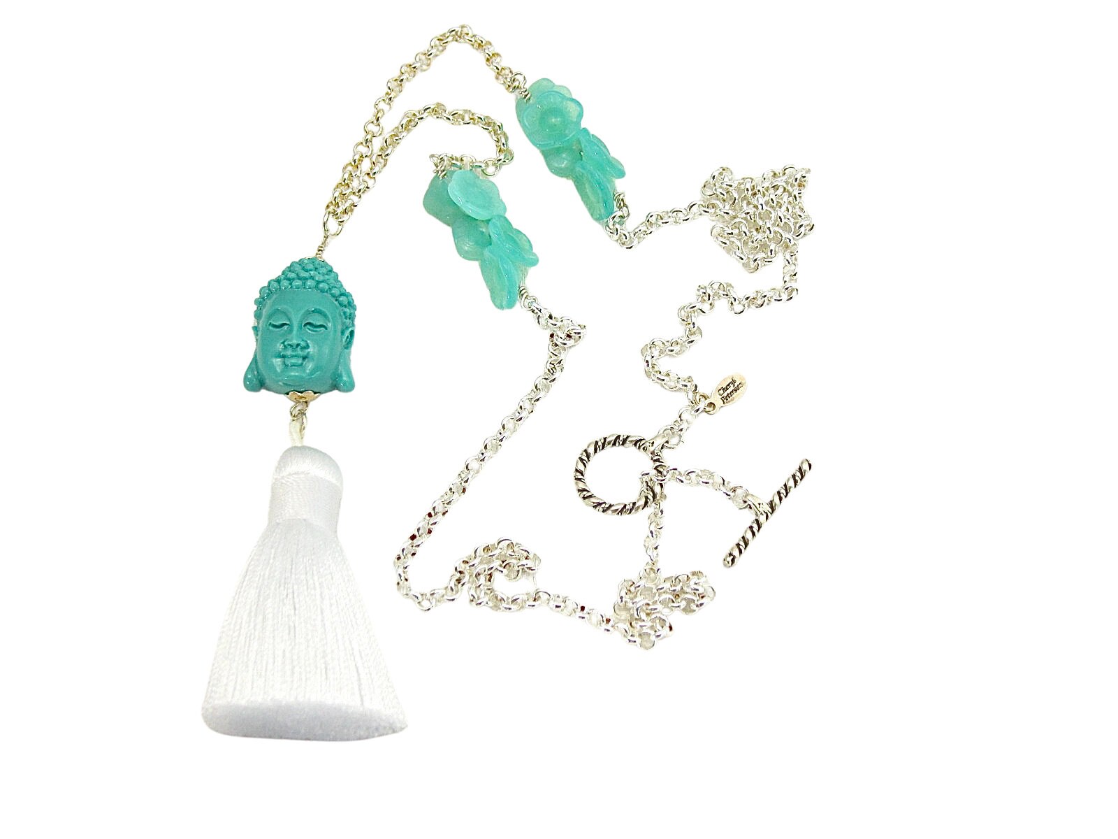Boho Türkis Buddha Quaste Halskette Sterling Silber Kette von CherylPetersonDesign