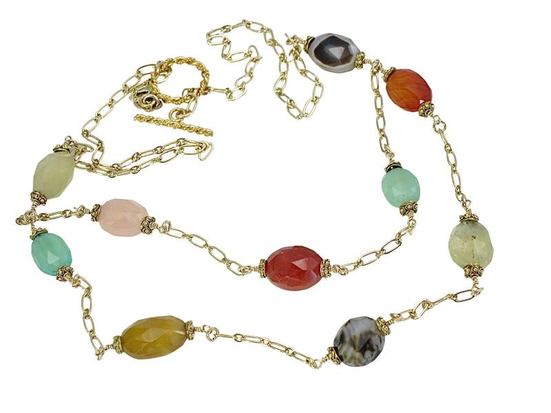 Edelstein Doppelstrangkette Facettierter Halbedelstein, 14K Gold Fill von CherylPetersonDesign