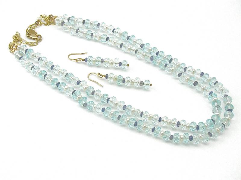 Quarz Perlen Iolith Halskette 14K Gold-Filled-Verschluss, Permagold Kette von CherylPetersonDesign