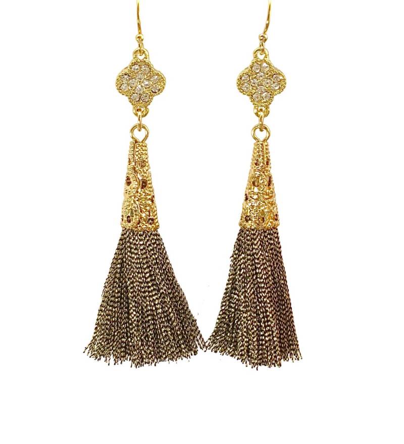 strass Kleeblatt Quaste Ohrringe Gold-Gefüllter Schmuck von CherylPetersonDesign