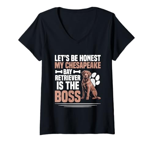 Damen Chesapeake Bay Retriever Besitzer Hundeliebhaber Boss Duck Hunter T-Shirt mit V-Ausschnitt Damen Chesapeake Bay Retriever Besitzer Hundeliebhaber Boss Duck Hunter T-Shirt mit V-Ausschnitt von Chesapeake Bay Retriever Clothing For Duck Hunters