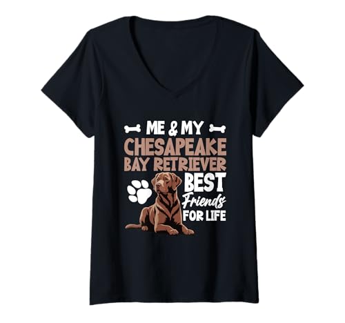Damen Duck Hunting Puppy Lover Me & My Chesapeake Bay Retriever T-Shirt mit V-Ausschnitt Damen Duck Hunting Puppy Lover Me & My Chesapeake Bay Retriever T-Shirt mit V-Ausschnitt von Chesapeake Bay Retriever Clothing For Duck Hunters