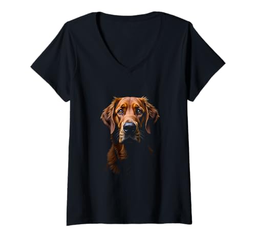 Damen Chesapeake Bay Retriever Hund Chessie Face Schwarz T-Shirt mit V-Ausschnitt Damen Chesapeake Bay Retriever Hund Chessie Face Schwarz T-Shirt mit V-Ausschnitt von Chesapeake Bay Retriever Fun Designs