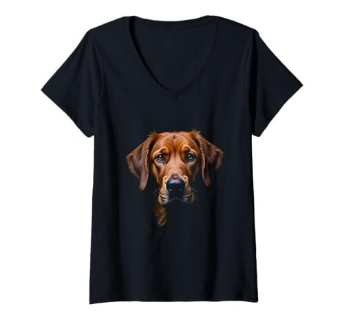 Damen Chesapeake Bay Retriever Hund Chessie Face Schwarz T-Shirt mit V-Ausschnitt Damen Chesapeake Bay Retriever Hund Chessie Face Schwarz T-Shirt mit V-Ausschnitt von Chesapeake Bay Retriever Fun Designs