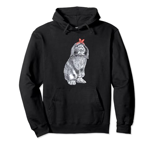 Niedliches Häschen Mama Kaninchen trägt Bandana Skizze Zeichnung Pullover Hoodie von Chesca's Cute Bunny Gifts