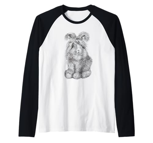 Angora Bunny Hase Zeichnung Herren Damen Kinder Raglan von ChescaMade Cute Animal Apparel