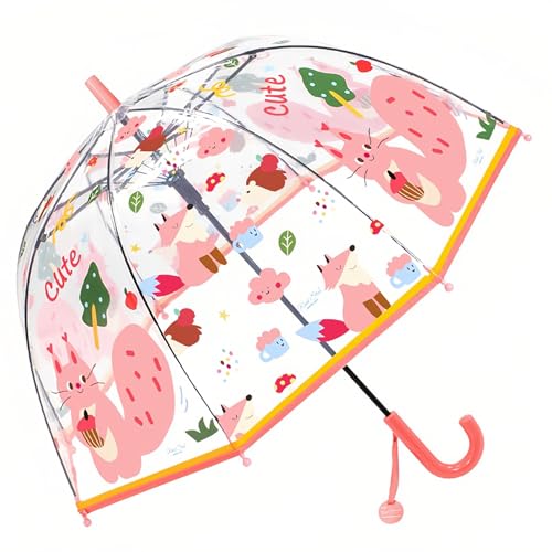 Chesoon Niedlicher Kinder Regenschirm Cartoon-Oberfläche Leichtes automatisches Öffnen Leichter winddichter Regenschirm mit Identifizierungsetikett,Rot von Chesoon
